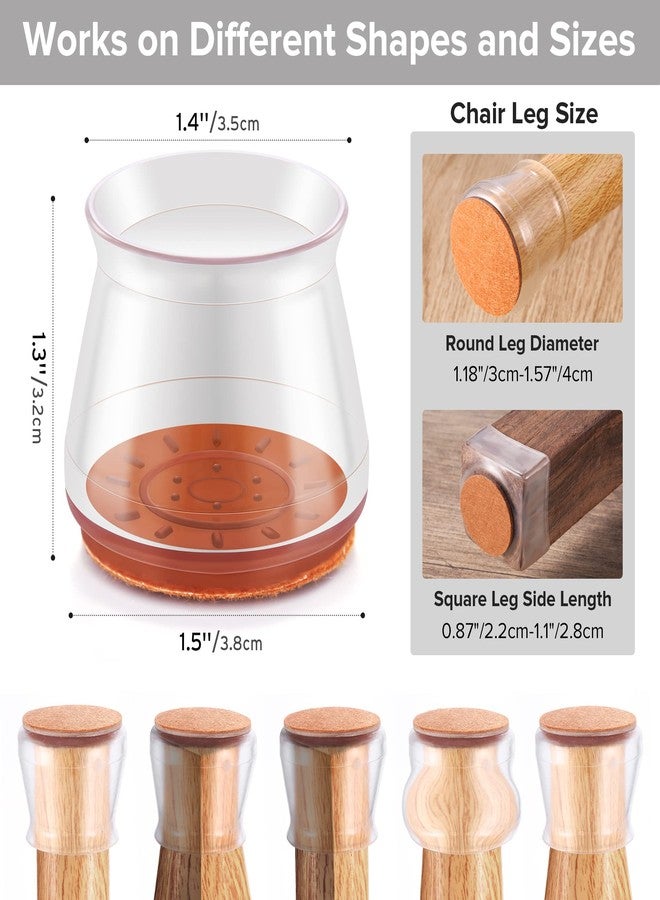 Violibar 24PCS Upgraded Silicone Chair Leg Floor Protectors for Hardwood Floors, Ruby Sliders for Chair Legs, Felt Bottom Furniture Leg Pads, Non-Slip Round□ Caps Cover to Scratch and Reduce Noise - Image 2